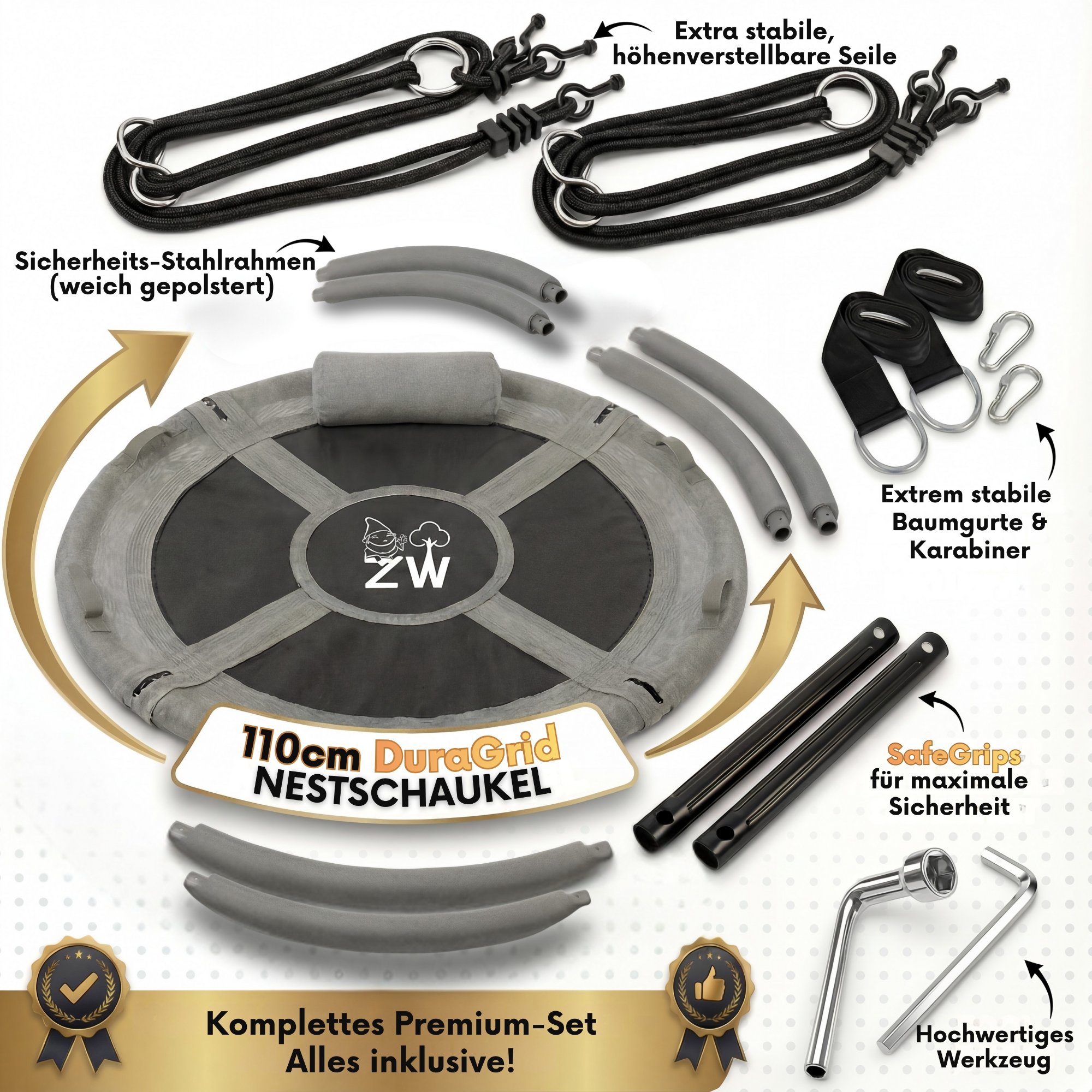 Zwergenwald Nestschaukel Komplett-Set mit allem Zubehör